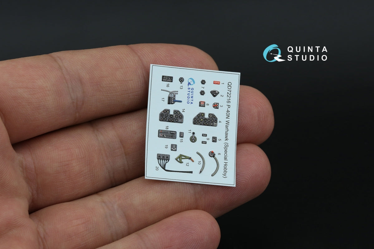 Quinta Studio QD72216 P-40N Warhawk 3D-Printed &amp;amp; colored Interior on decal paper (Special Hobby) 1/72 – image 4