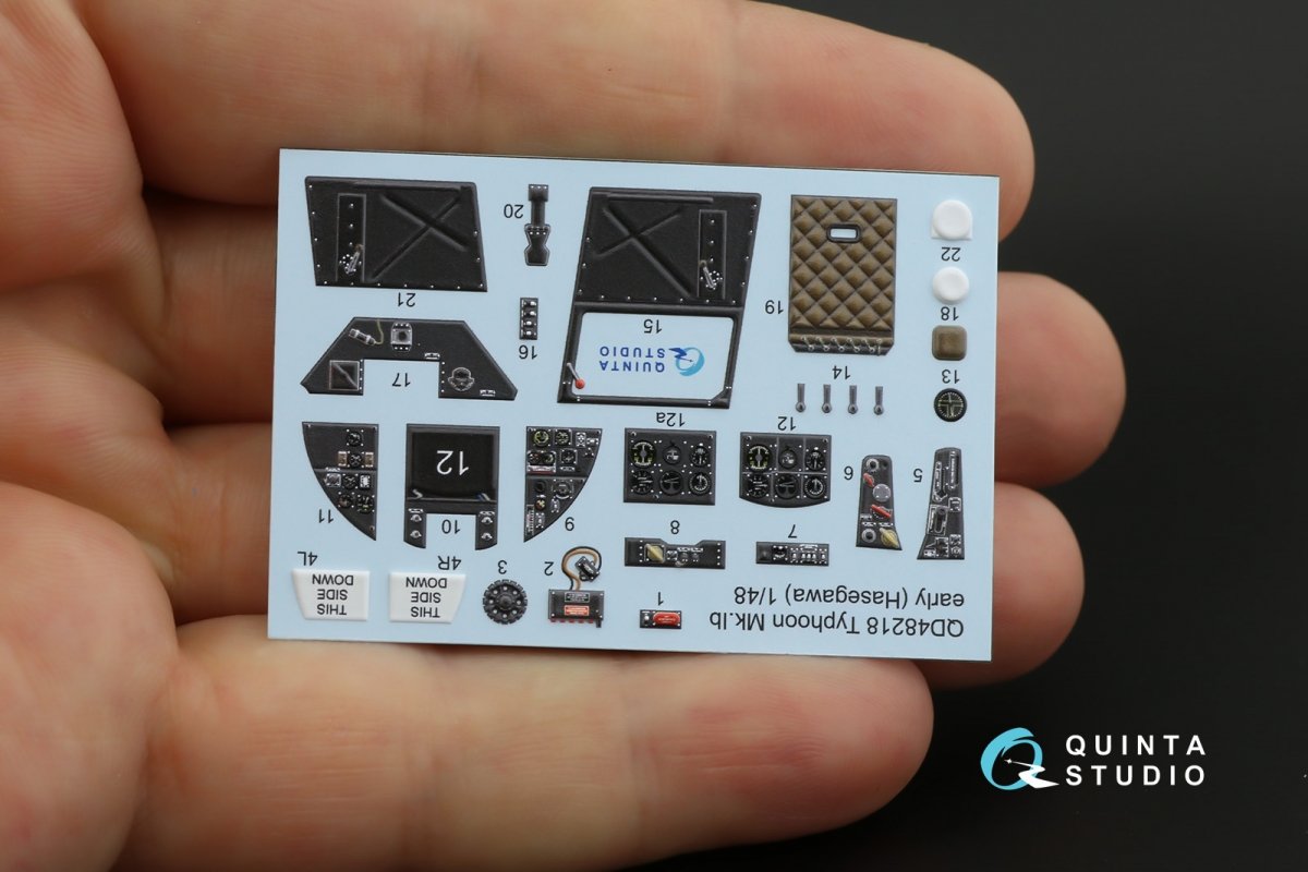 Quinta Studio QD48218 Hawker Typhoon Mk.1b early 3D-Printed &amp;amp; coloured Interior on decal paper ( Hasegawa ) 1/48 – Bild 9