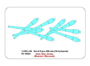 Aber 350L-04 Set of 9pcs 406mm barrels for US ship: Iowa, New Jersay, Missouri, Wisconsin 1/350 – immagine 6