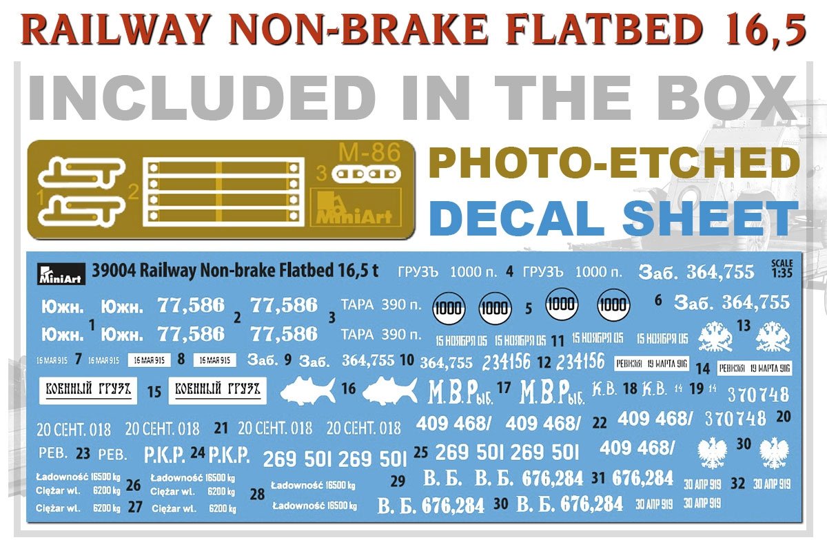 MiniArt 39004 RAILWAY NON-BRAKE FLATBED 16,5 t 1/35 – immagine 9