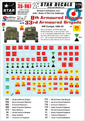 Star Decals 35-967 8e et 33e brigades blindées britanniques 1/35