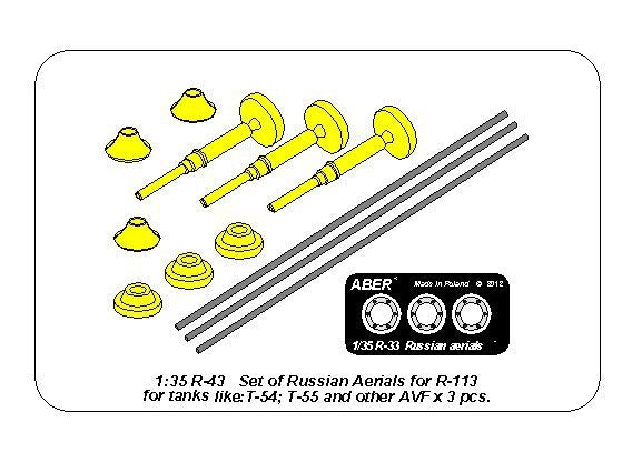 Ensemble d&amp;#39;antennes Aber R-43 R-113 pour chars russes tels que : T-54 ; T-55 et autres AVF (1/35) – image 6