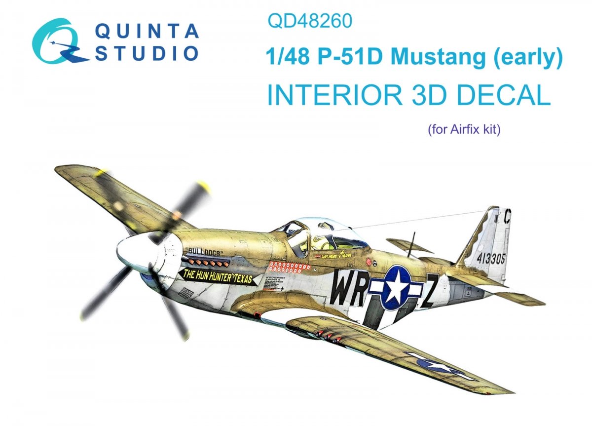 Quinta Studio QD48260 P-51D Early 3D-Printed &amp;amp; colored Interior on decal paper (Airfix) 1/48