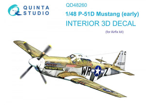 Quinta Studio QD48260 P-51D Early 3D-Printed &amp;amp; colored Interior on decal paper (Airfix) 1/48