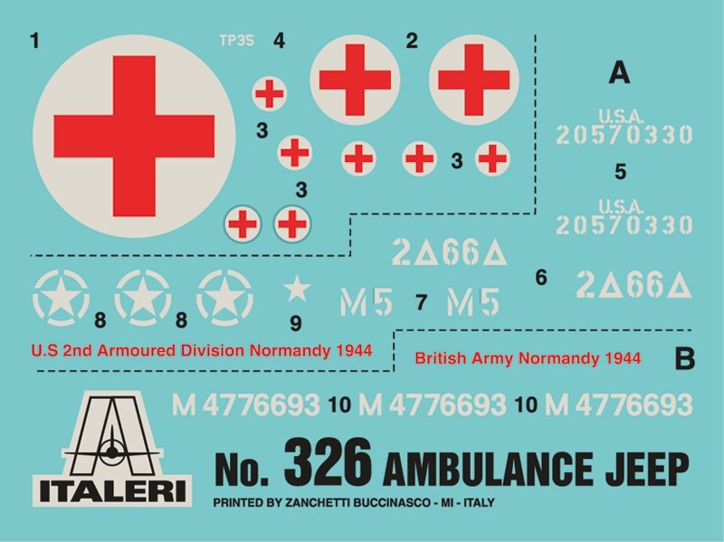 Italeri 0326 1.4 ton. 4 4 AMBULANCE JEEP 1/35 – imagen 7
