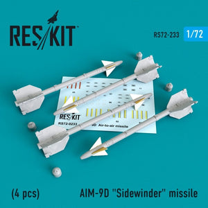 RESKIT RS72-0233 Missile AIM-9D « Sidewinder » (4 pièces) 1/72