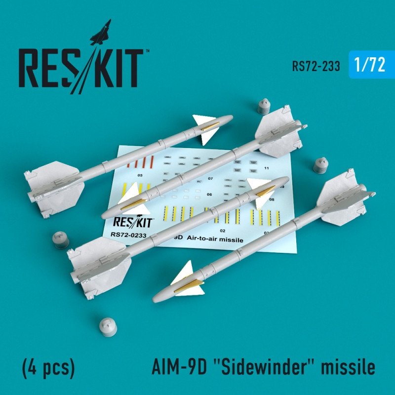 RESKIT RS72-0233 Missile AIM-9D « Sidewinder » (4 pièces) 1/72