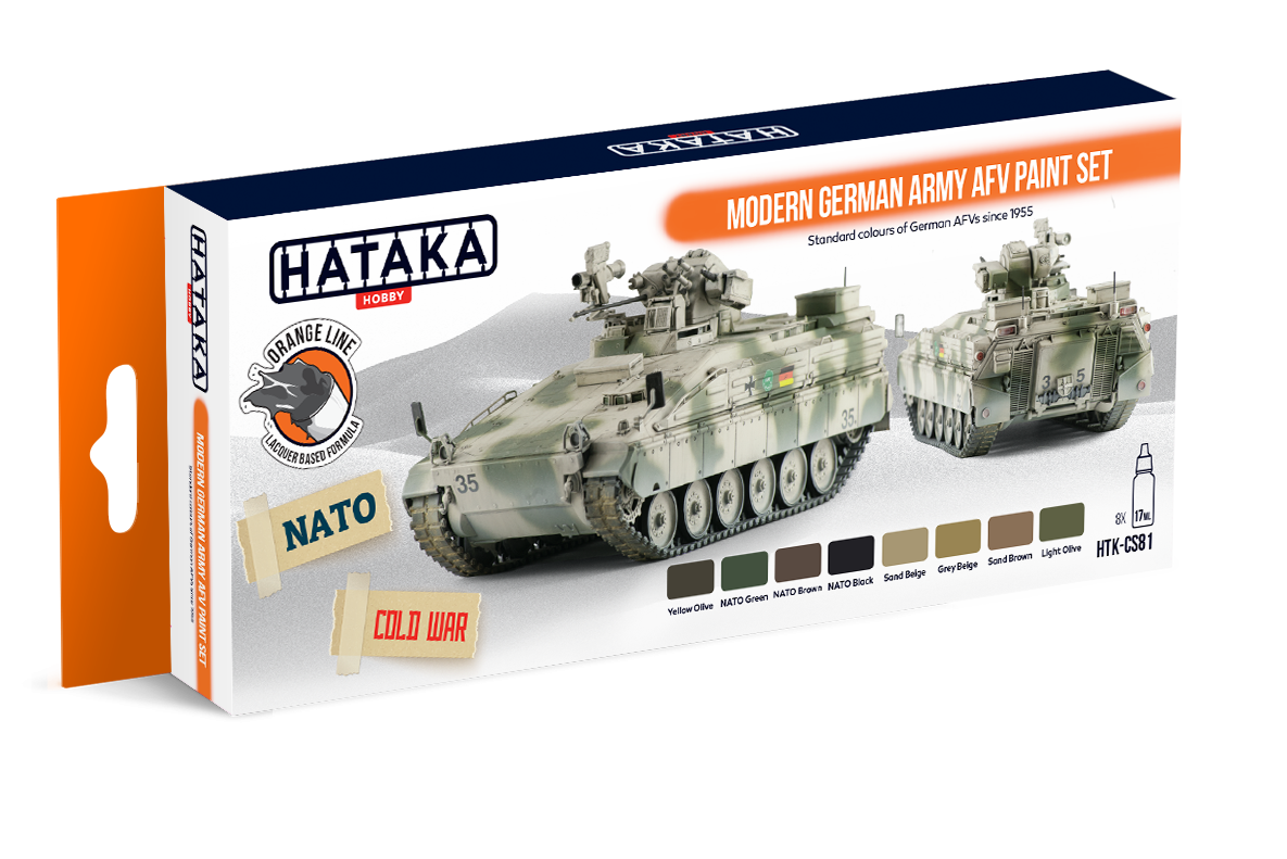 Hataka HTK-CS81 ORANGE LINE – Set de peinture pour véhicules blindés de l&amp;#39;armée allemande moderne (8 x 17 ml)