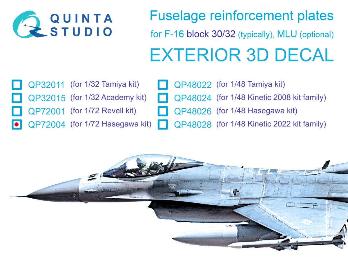 Quinta Studio QP72004 Plaques de renfort pour F-16 bloc 30/32 (Hasegawa) 1/72