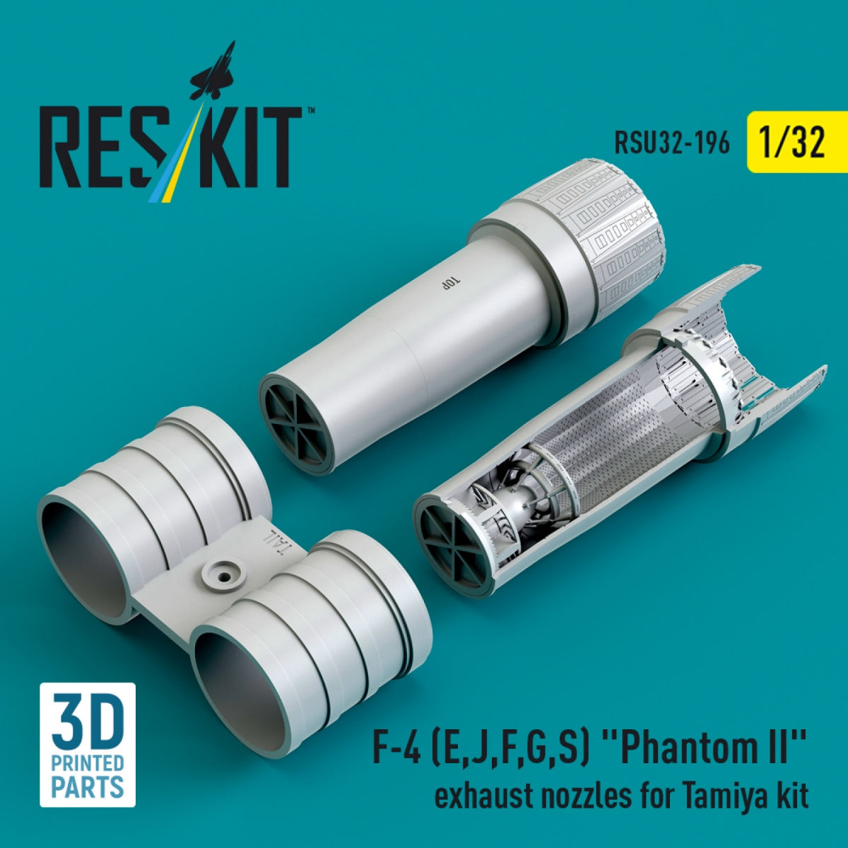 RESKIT RSU32-0196 F-4 (E, J, F, G, S) &amp;quot;Phantom II&amp;quot; exhaust nozzles for Tamiya kit (3D Printed) 1/32 – immagine 2