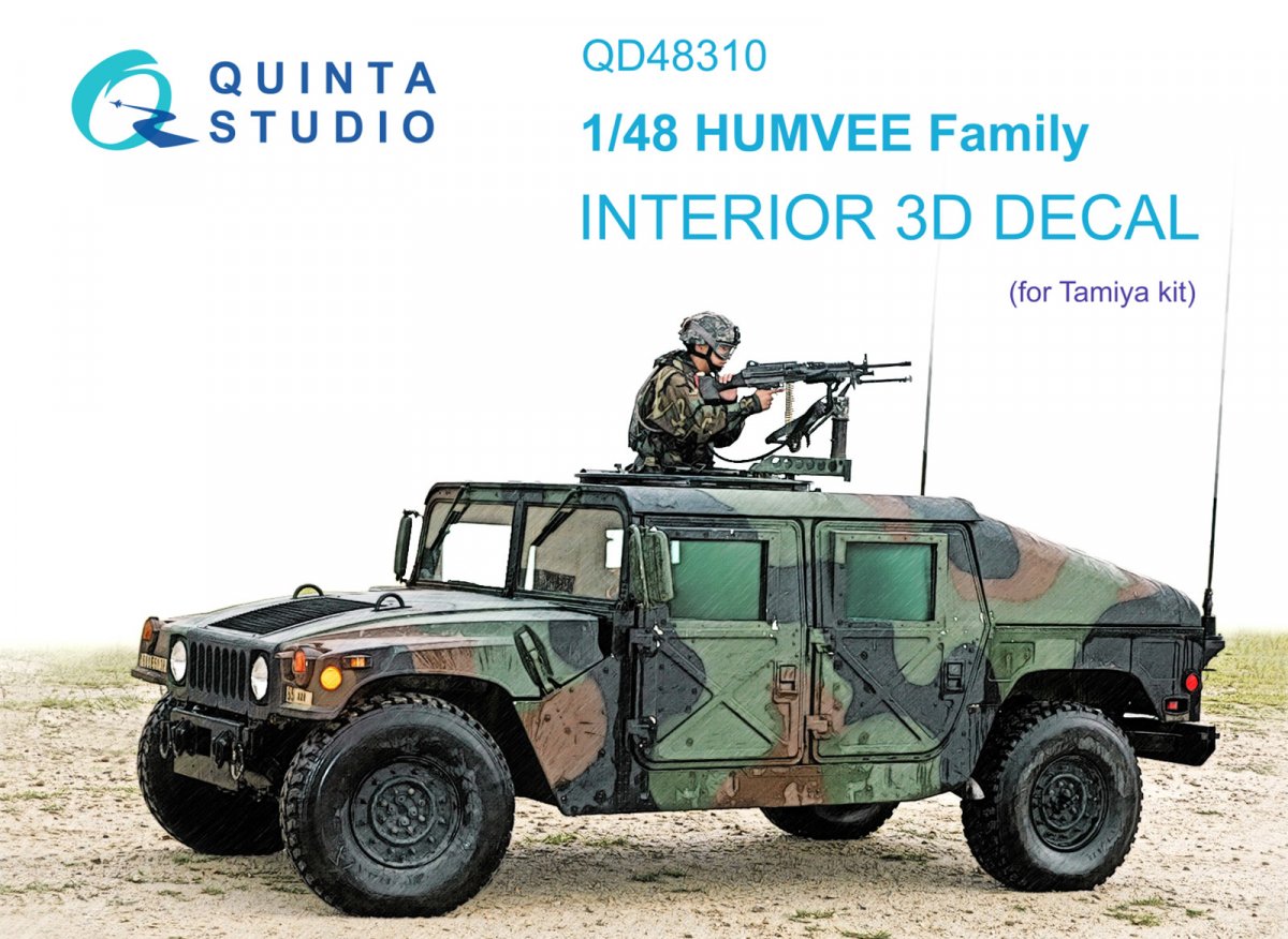 Quinta Studio QD48310 HUMVEE family 3D-Printed &amp;amp; coloured Interior on decal paper (Tamiya) 1/48