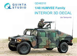 Quinta Studio QD48310 HUMVEE family 3D-Printed &amp;amp; coloured Interior on decal paper (Tamiya) 1/48