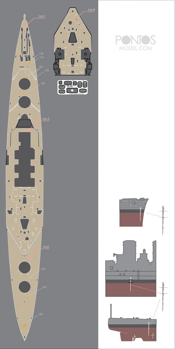 Pontos 35020WD1 HMS Hood Wooden Deck set Type 1 1/350 – image 4