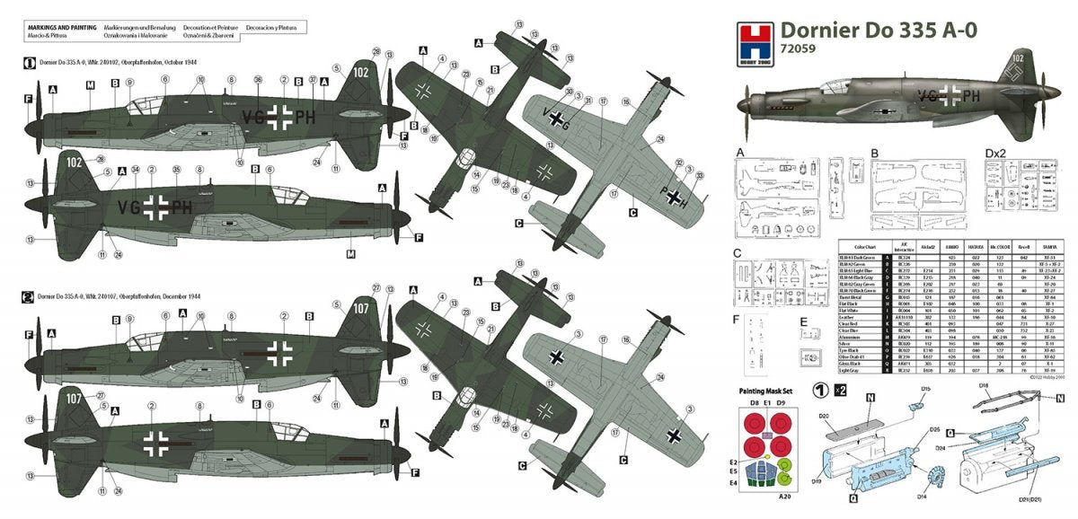Hobby 2000 72059 Dornier Do 335 A-0 Pfeil ( DRAGON+ CARTOGRAF + MASKI ) 1/72 – immagine 2
