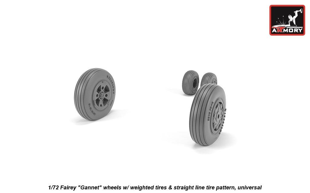 Armory Models AW72412 Fairey Gannet early type wheels w/ weighted tires of straight tire pattern 1/72 – Bild 4