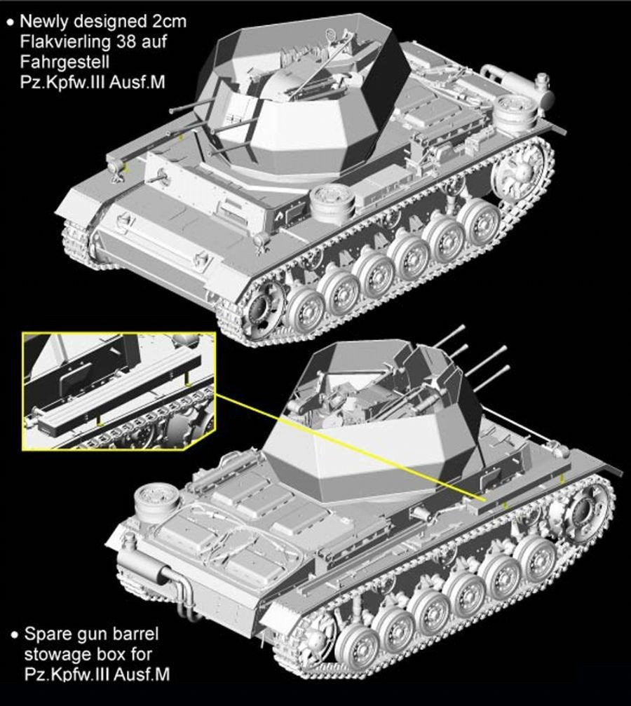 Cyber Hobby 6778 2cm Flakvierling 38 auf Fahrgestell Pz.Kpfw.III Ausf.M 1/35 – Bild 2