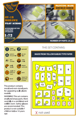 Clear Prop! CPA72128 OV-1B Mohawk &amp;quot;Pilot School&amp;quot; painting mask on &amp;quot;yellow kabuki paper&amp;quot; for CP kit CP72038 1/72 – immagine 2