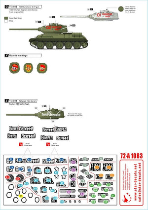 Star Decals 72-A1083 Soviet T-34-85 tanks 1944-45. 1944-45. Flattened 1944 turret and Factory 183 Nizhni Tagil turret. 1/72 – Bild 3
