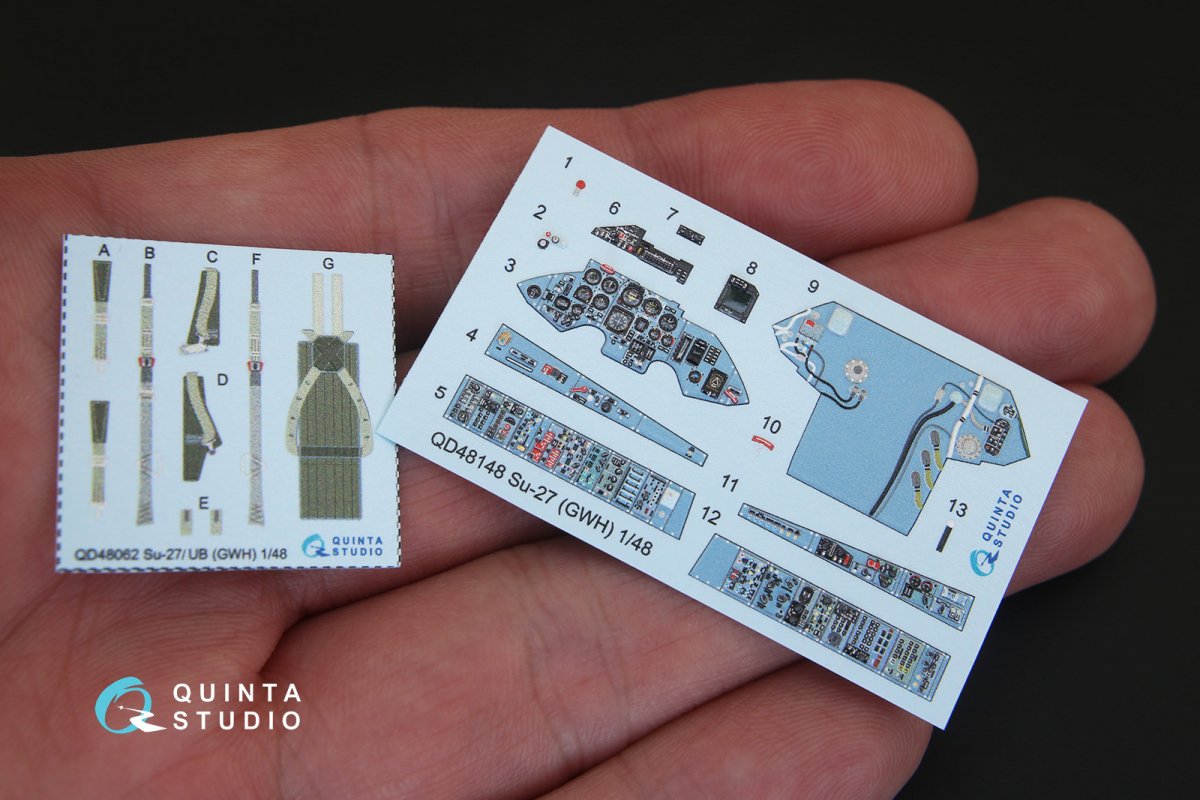 Quinta Studio QD48148 Su-27 3D-Printed &amp;amp; colored Interior on decal paper (for GWH kit) 1/48 – image 3