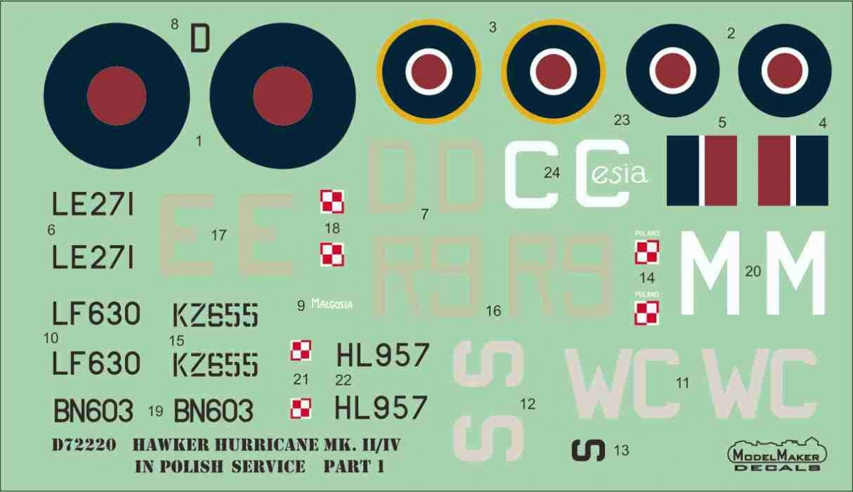 ModelMaker Decals D48220 Hawker Hurricane Mk.II/IV in Polish service part 1 1/48 – image 2