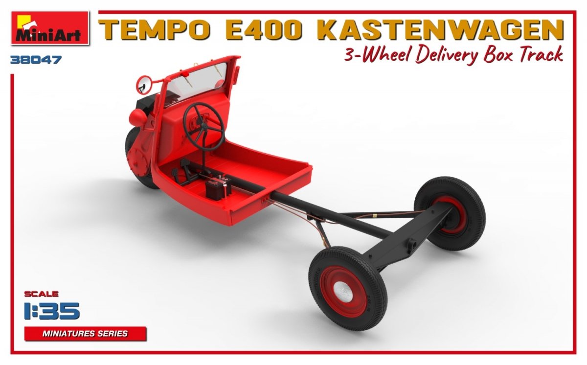 MiniArt 38047 TEMPO E400 KASTENWAGEN 3-WHEEL DELIVERY BOX TRACK 1/35 – Bild 3