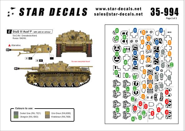 Star Decals 35-994 STURM! #5. StuG III Ausf F 1/35 – Bild 2