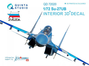 Intérieur imprimé en 3D et coloré sur papier décalcomanie Quinta Studio QD48001 Yak-3 (pour kit Zvezda 4814) 1/48