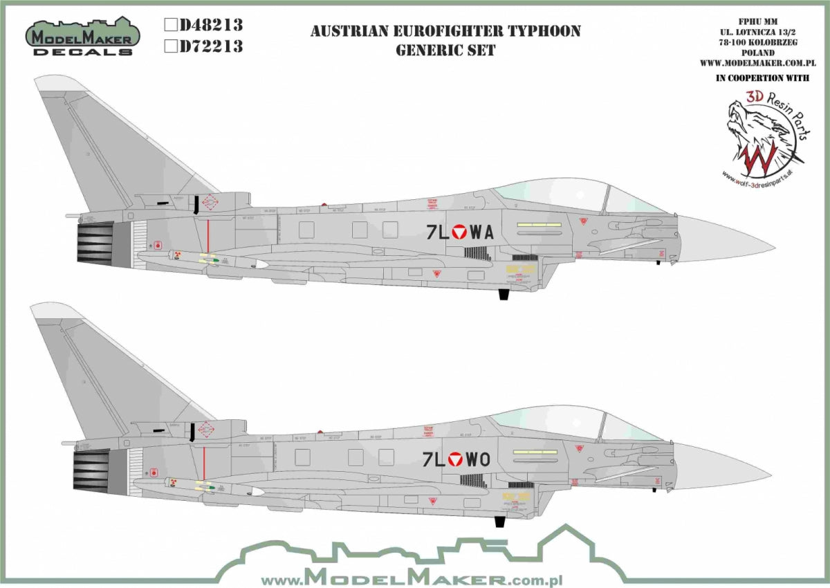 ModelMaker Decals D48213 Austrian Eurofighter Typhoon generic set 1/48