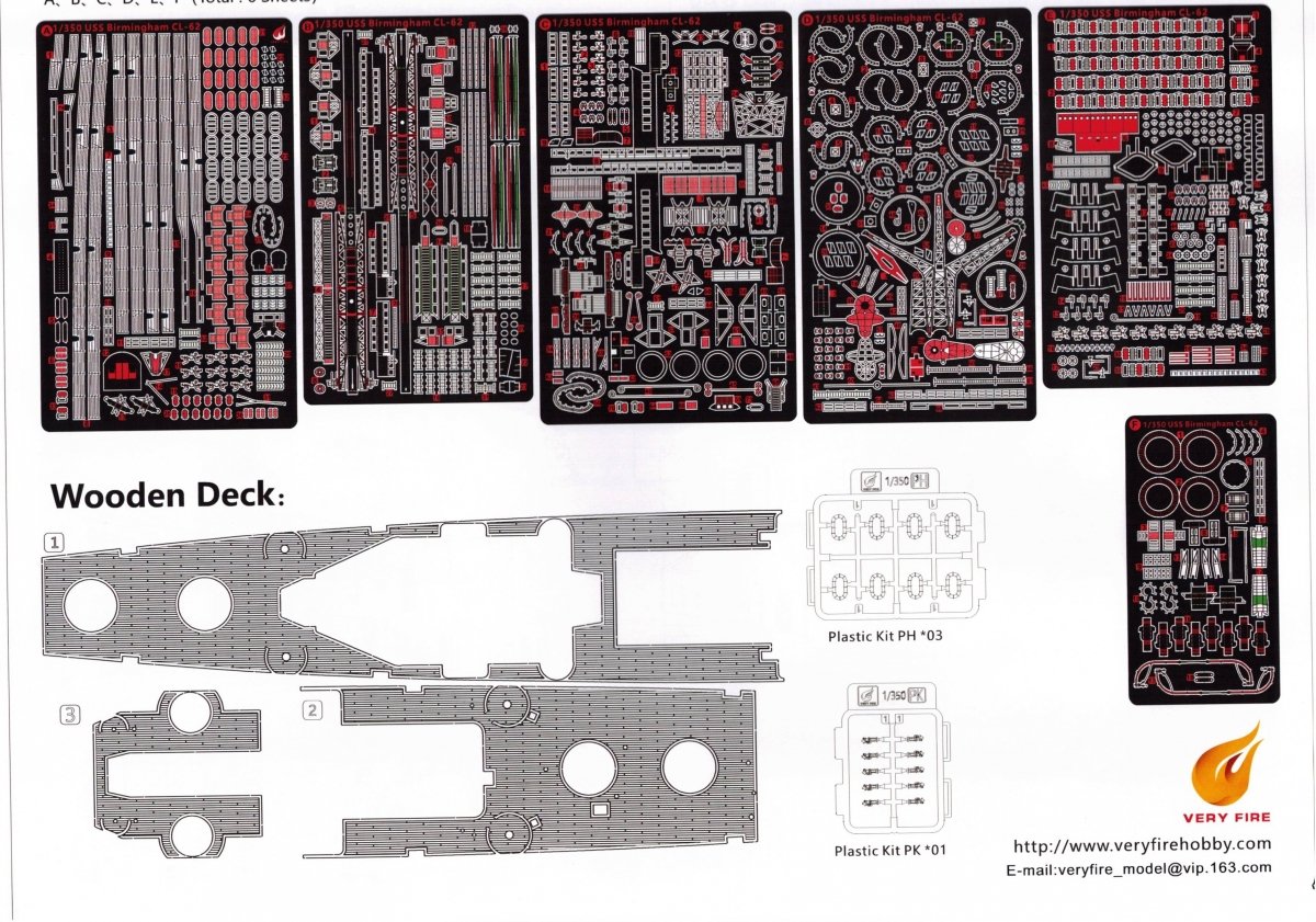 Very Fire VF350921DX U.S. Navy Light Cruiser USS Birmingham CL-62 DX ( Deluxe edition ) 1/350 – Bild 3