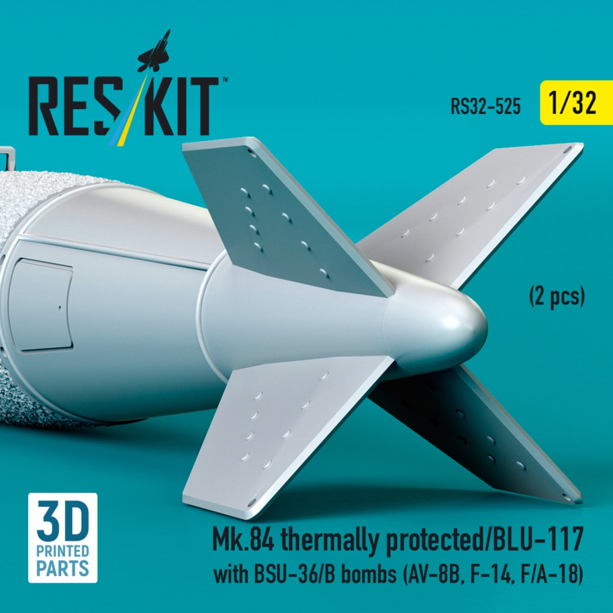 RESKIT RS32-0525 Mk.84 thermally protected/BLU-117 with BSU-36/B bombs (2 pcs) (3D Printed) 1/32 – zdjęcie 3