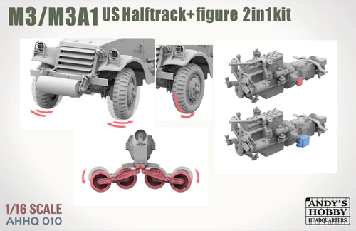 Andy's Hobby Headquarters AHHQ-010 M3/M3A1 US Halftrack 2in1 kit 1/16