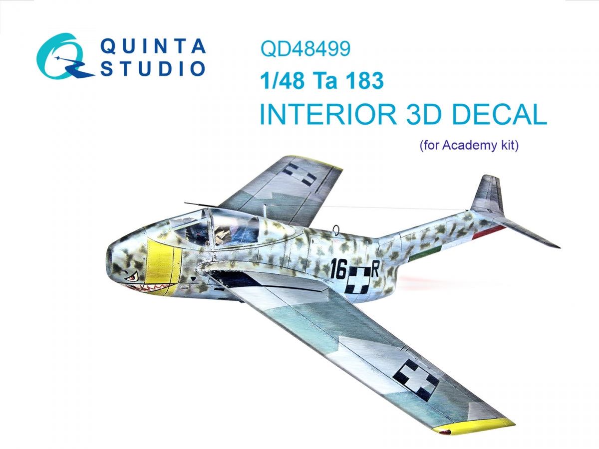 Intérieur imprimé en 3D et coloré sur papier décalcomanie Quinta Studio QD48499 Ta 183 (Academy) 1/48