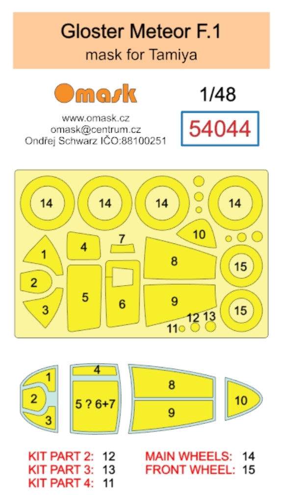 Omask 54044 Gloster Meteor F.1 mask (for Tamiya) 1/48 – image 2