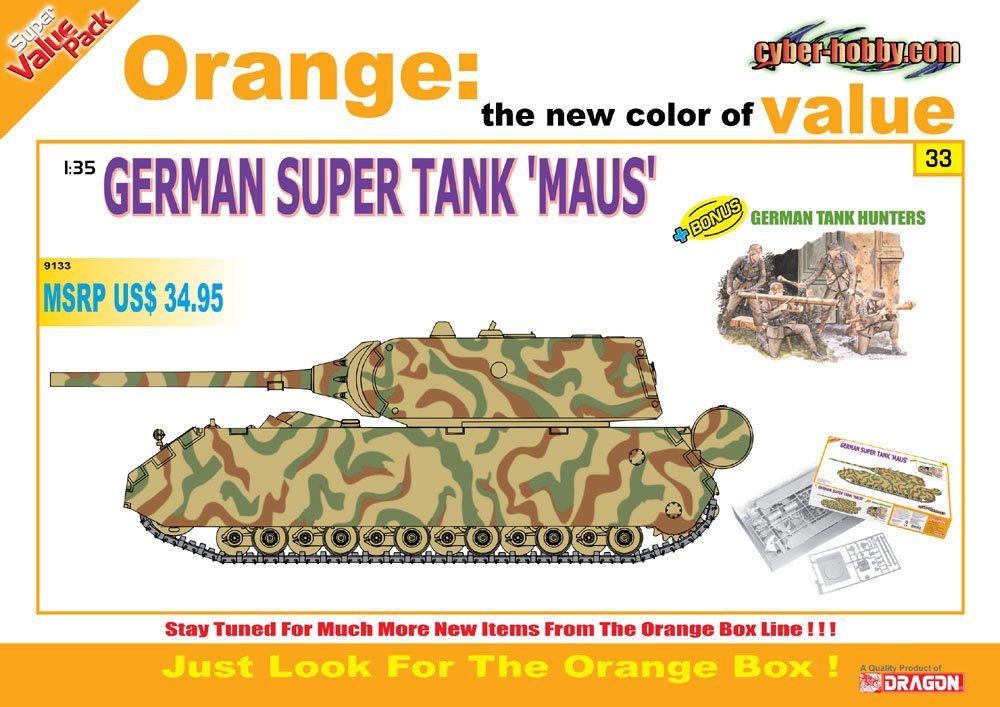 Cyber ​​Hobby 9133 Super char allemand « Maus » / Chasseurs de chars allemands - Coffret de figurines à l'échelle 1/35