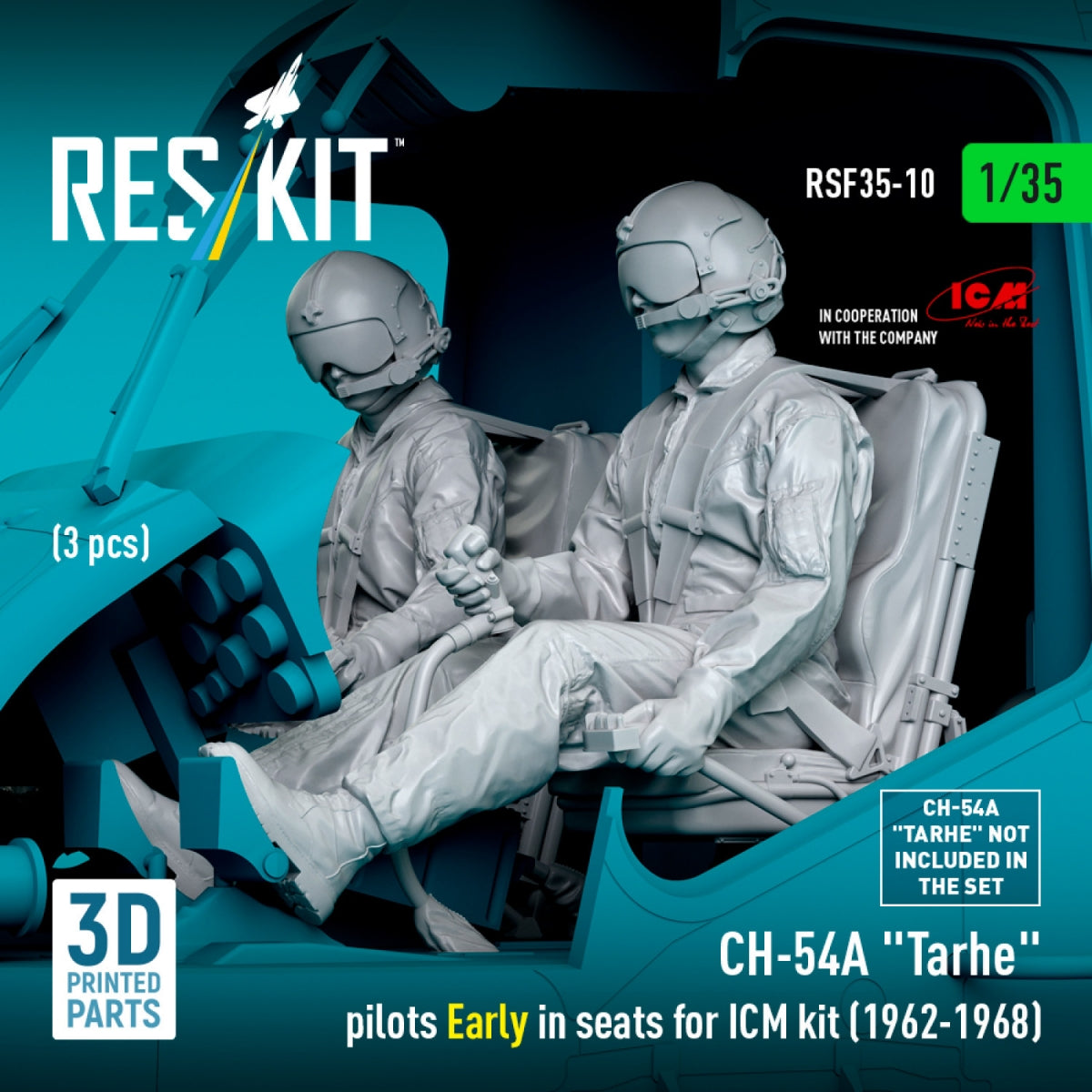 RESKIT RSF35-0010 CH-54A &amp;quot;Tarhe&amp;quot; pilots Early in seats for ICM kit (1962-1968) (3 pcs) (3D Printed) 1/35 – Bild 2