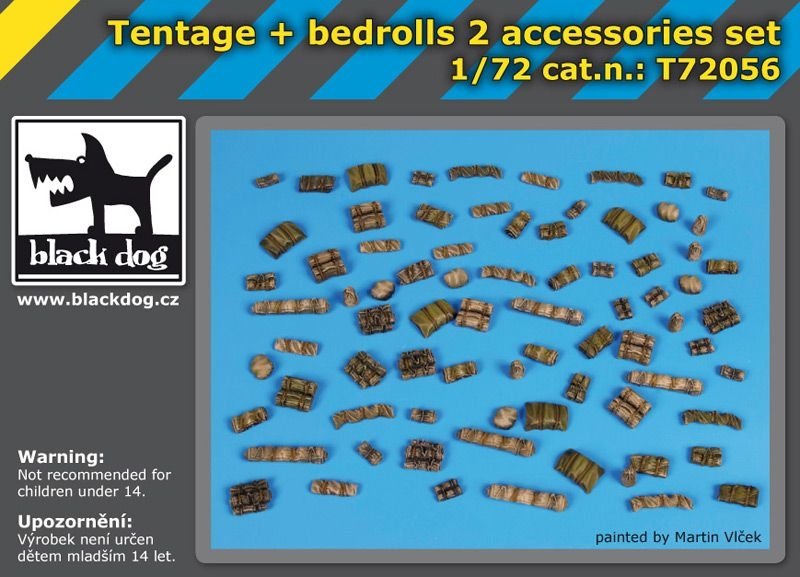 Ensemble d'accessoires Black Dog T72056 : tente, sacs de couchage et 2 matelas, échelle 1/72 