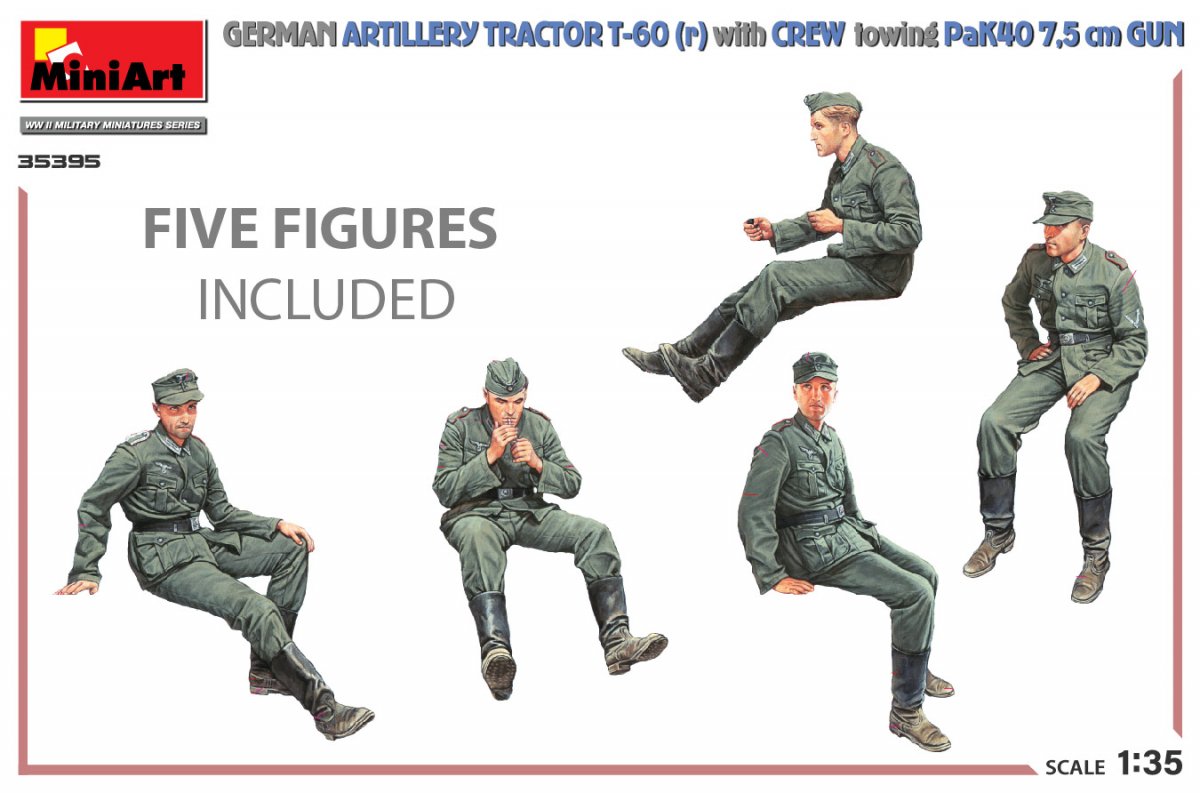 MiniArt 35395 GERMAN ARTILLERY TRACTOR T-60(r) &amp;amp; CREW Towing PaK40 GUN 1/35 – zdjęcie 7