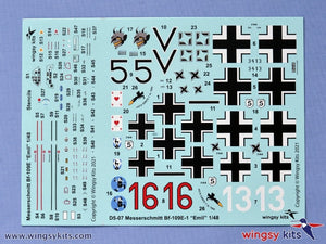 Wingsy Kits D5-07 German WWII Fighter MESSERSCHMITT Bf 109 E-1 1/48 – immagine 12