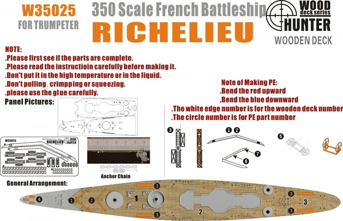 Wood Hunter W35025 Pont en bois Richelieu français pour Trumpeter 1/350