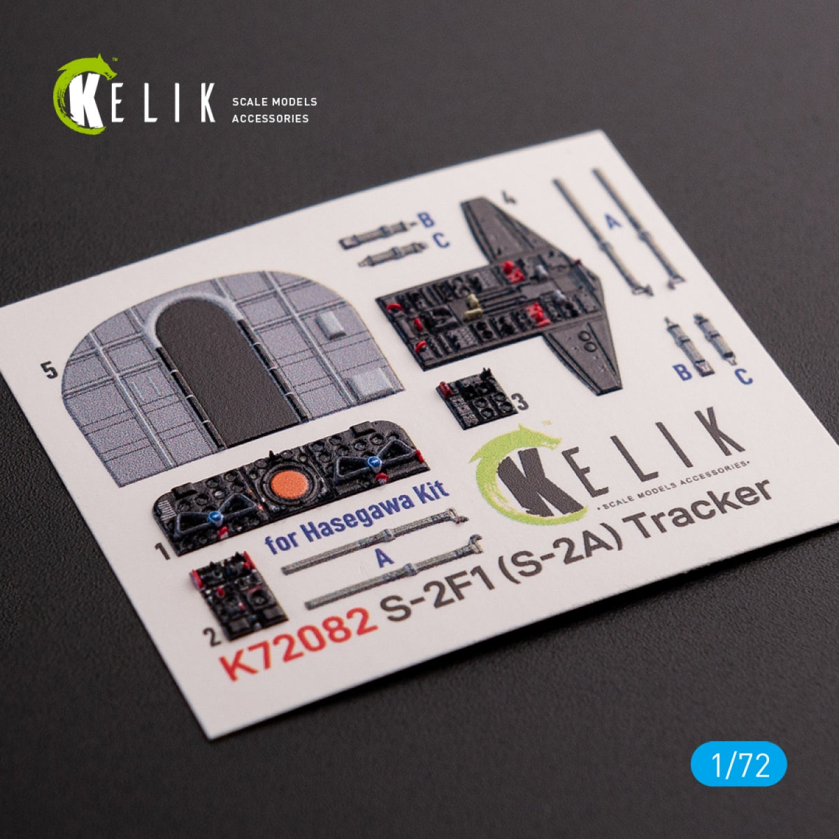 KELIK K72082 S-2A Tracker interior 3D decals for Hasegawa kit 1/72