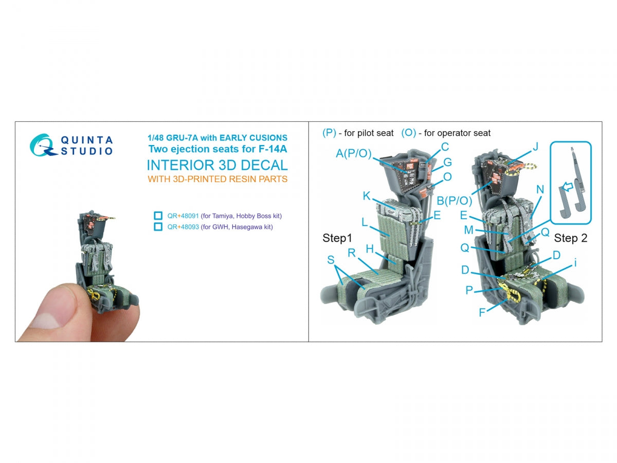 Quinta Studio QR+48093 GRU-7A early, 2 ejection seats for F-14 A (Hasegawa, GWH) 1/48 – image 8