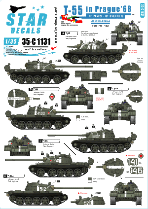 Star Decals 35-C1131 T-55 in Prague &amp;#39;68 1/35