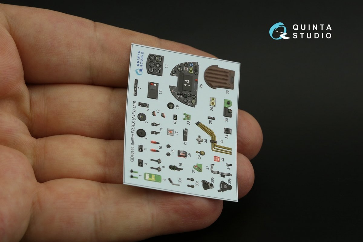 Quinta Studio QD48144 Spitfire PR.XIX 3D-Printed &amp;amp; coloured Interior on decal paper (Airfix) 1/48 – immagine 4
