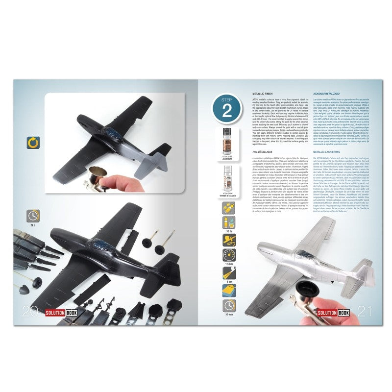 AMMO by Mig Jimenez SOLUTION BOOK 27 - How to Paint Metal Finished Aircraft (English, Spanish, French &amp; German)
