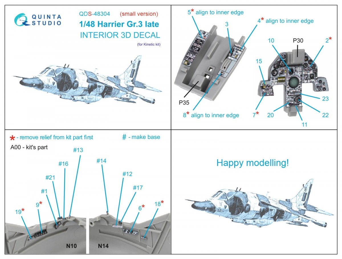 Intérieur imprimé en 3D et coloré sur papier décalcomanie (Kinetic) (Petite version) Quinta Studio QDS-48304 Harrier Gr.3 tardif (Kinetic) (1/48) – image 2