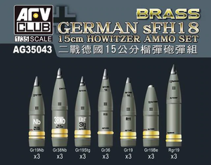 AFV Club AG35043 Ensemble de munitions pour obusier allemand sFH18 de 15 cm, échelle 1/35
