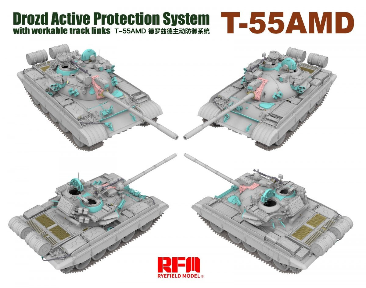Rye Field Model 5091 T-55AMD Drozd APS w/workable track links 1/35 – image 3
