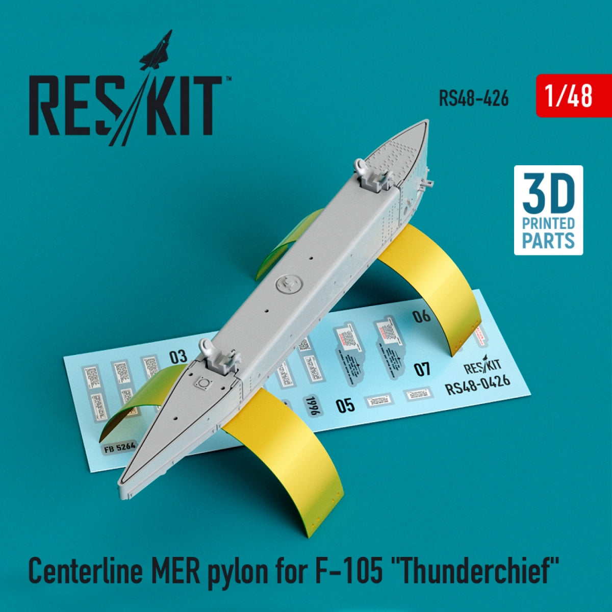 RESKIT RS48-0426 CENTERLINE MER PYLON FOR F-105 "THUNDERCHIEF" (3D PRINTED) 1/48