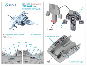 Quinta Studio QDS-48292 AV-8A Late 3D-Printed &amp;amp; coloured Interior on decal paper (Kinetic) (Small version) 1/48 – zdjęcie 2
