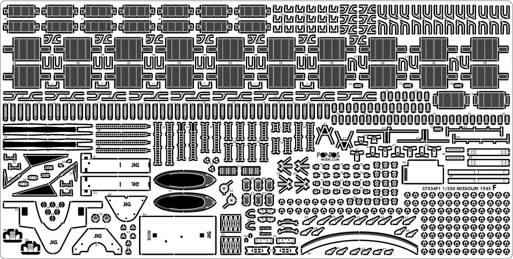 Pontos 37034FB USS BB-63 Missouri 1945 Advanced Detail Up Set for Hobbyboss Kit (Deck Blue 20B stained wooden deck) 1/350 – Bild 31